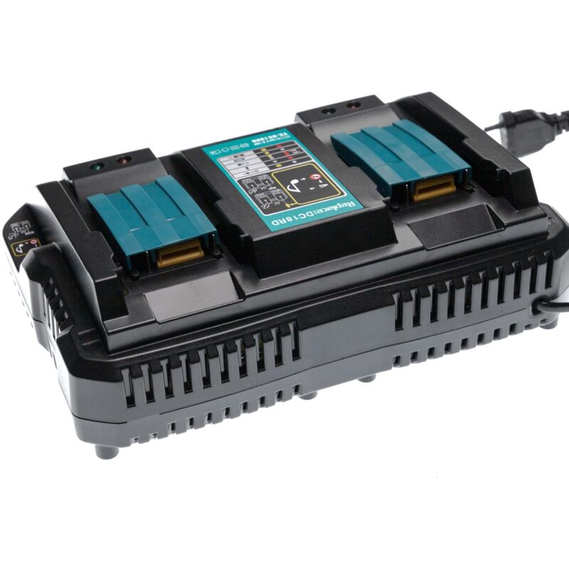 Vhbw - Chargeur double compatible avec Makita BL1840, BL1830, BL1815G, BL1820G, BL1850, BL1815, BL1830G batteries Li-ion d'outils, 120 w