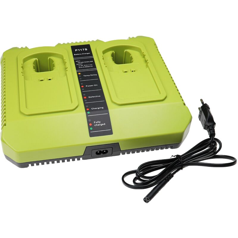 Vhbw - Chargeur double compatible avec Ryobi CCG-1801M, CAP-1801M, CCC-1801M, CCC-180L, CCD-1801, CCG-180L batteries Ni-Cd, NiMH, Li-ion d'outils