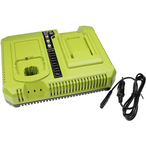 vhbw Chargeur double compatible avec Ryobi CFP-180SM, CHD-1801M, CHI-1802M, CHP-1802M batteries Ni-Cd, NiMH, Li-ion d'outils / de tondeuse