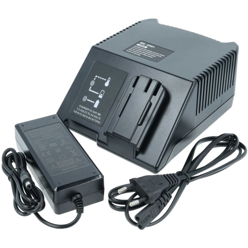 vhbw Chargeur remplacement pour AEG PBA 7224 MB, RCA 7224 MB pour batteries Ni-Cd, NiMH, Li-ion d'outils, 120 W