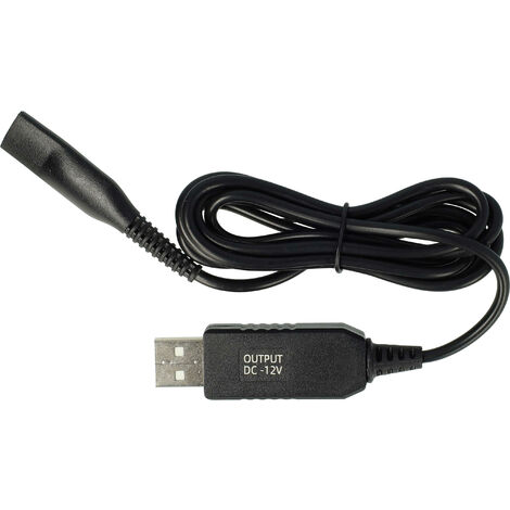 vhbw Charging Cable compatible with Braun Series 7 760cc-4, 760cc-5, 760cc-6, 760cc-7, 765cc, 765cc-3 Razor - Power Cable, 120 cm, Black