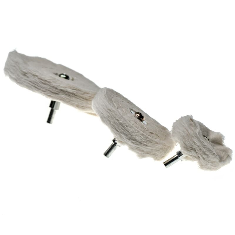 

Disco (set) con mandril para taladros inalámbricos comunes - 3x almohadillas de repuesto, color crema, algodón - Vhbw