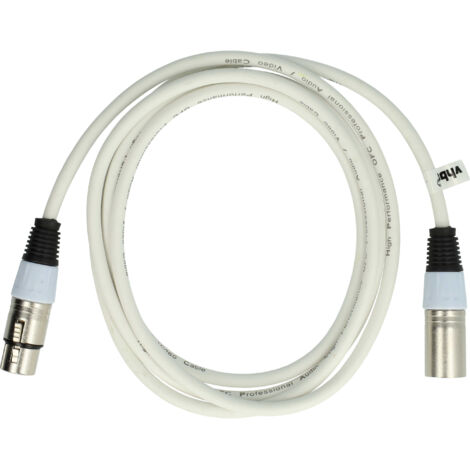 vhbw DMX-Kabel XLR Stecker auf XLR Buchse kompatibel mit Beleuchtung, Schweinwerfer, Bühnenlicht - 3-polig, PVC Kabel-Mantel, weiß, 2m