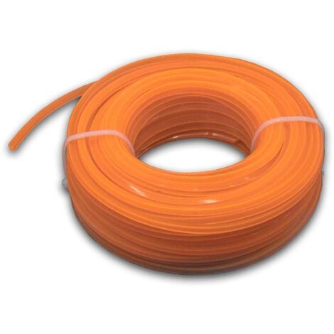 vhbw Fil de coupe universel pour tondeuse, débroussailleuse, coupe-bordure - Fil de rechange, orange, 2,4 mm x 15 m, carré