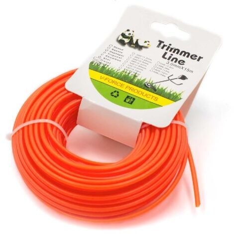vhbw Fil de coupe universel pour tondeuse, débroussailleuse, coupe-bordure - Fil de rechange, orange, 3 mm x 15 m, rond