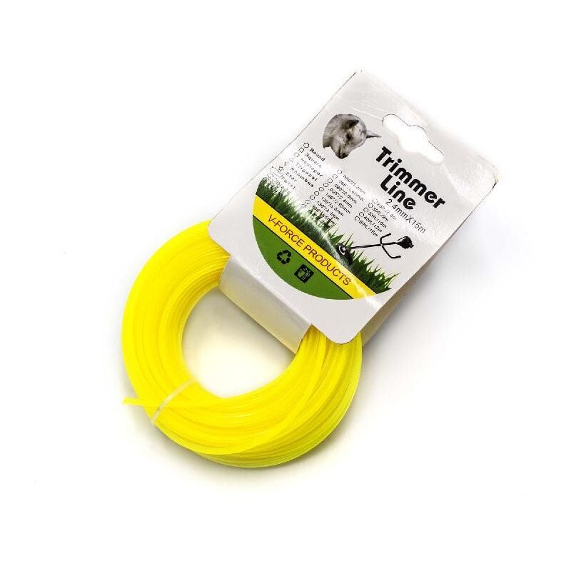 Vhbw - Fil de rechange pour débroussailleuses rotofil 2,4mm de diamètre compatible avec les débroussailleuses - 15 mètres, jaune, nylon, résistant