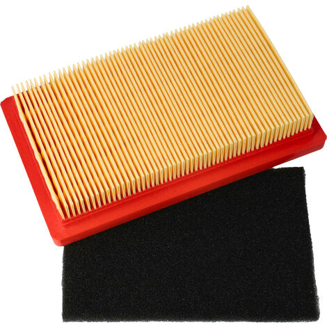 vhbw Filter Set (1x pre-filter, 1x air filter) compatible with Viking HB 560, HB 585, LB 540 Lawnmower - 14.5x 8.5 x 2.8 cm, Orange Black