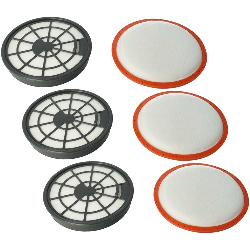 Filter Set compatible with Dirt Devil Ultima, Pick Up Power Pet, Ultima Power Parquet Vacuum Cleaner - 6x Filter - Vhbw