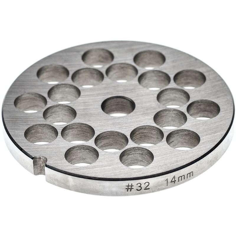 Grille taille 32 pour hachoir à viande - Diamètre des trous 14mm, trou central 13,4mm, acier inoxydable - Vhbw