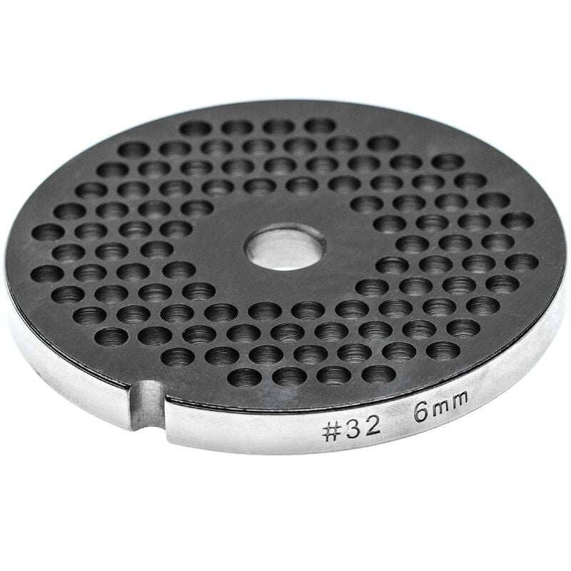 Grille taille 32 pour hachoir à viande - Diamètre des trous 6mm, trou central 13,4mm, acier inoxydable - Vhbw