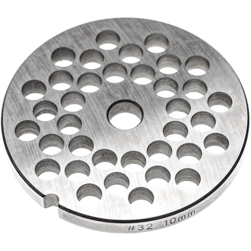 Grille taille 32 compatible avec ade hachoir à viande - Diamètre des trous 10mm, trou central 13,4mm, acier inoxydable - Vhbw
