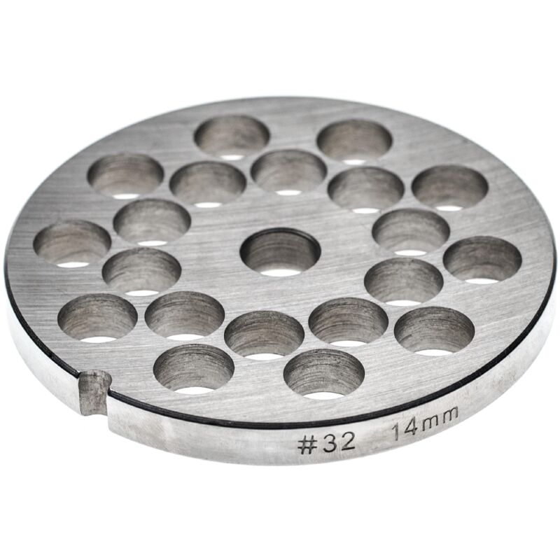 Grille taille 32 compatible avec ade hachoir à viande - Diamètre des trous 14mm, trou central 13,4mm, acier inoxydable - Vhbw