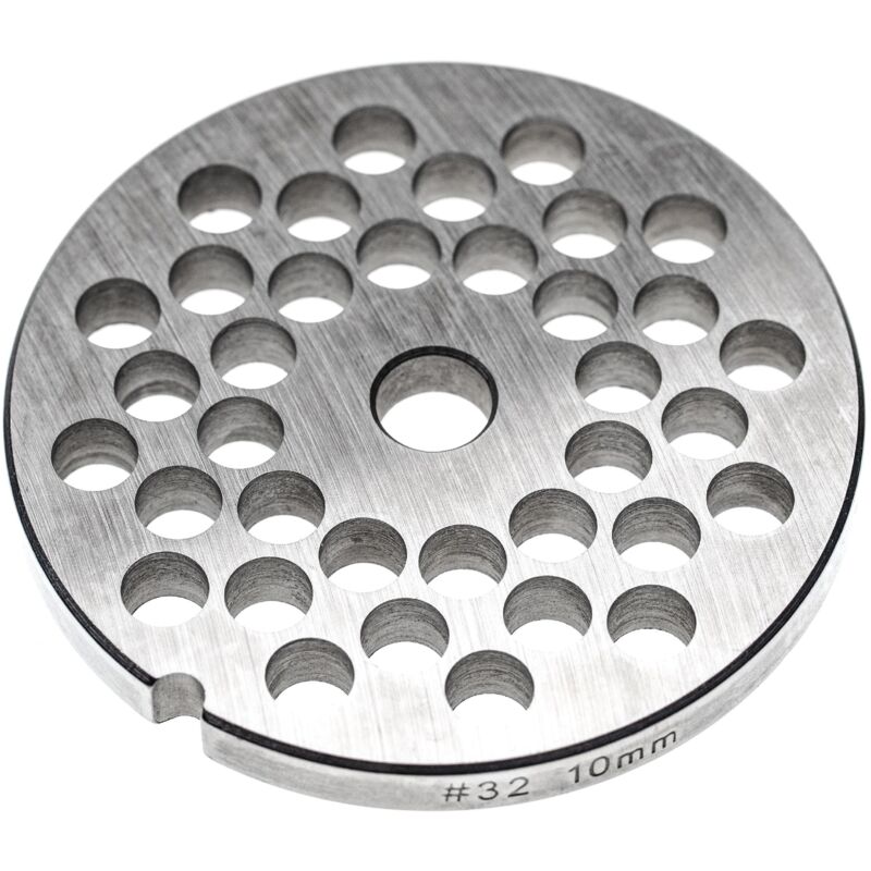 vhbw Grille taille 32 compatible avec KBS hachoir à viande - Diamètre des trous 10mm, trou central 13,4mm, acier inoxydable