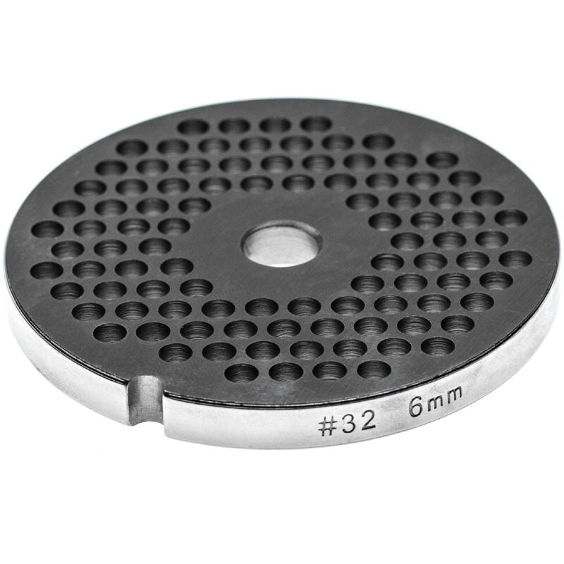 Grille taille 32 compatible avec kbs hachoir à viande - Diamètre des trous 6mm, trou central 13,4mm, acier inoxydable - Vhbw