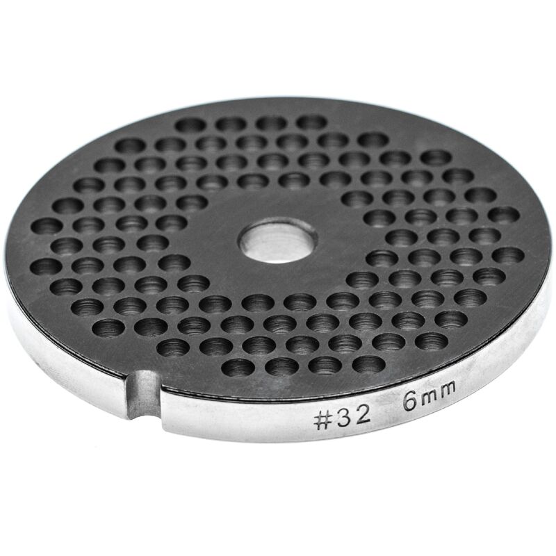 Vhbw - Grille taille 32 compatible avec Porkert hachoir à viande - Diamètre des trous 6mm, trou central 13,4mm, acier inoxydable