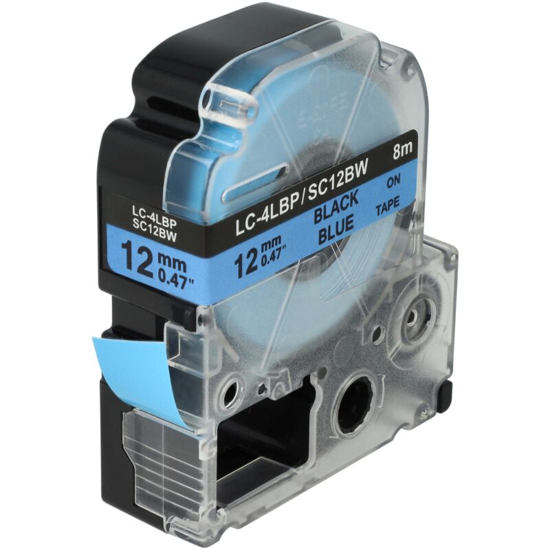 Kassette Patronen Schriftband 12mm blau kompatibel mit Epson LabelWorks LW-1000P, LW-600P Ersatz für LC-4LBP, SC12BW. - Vhbw