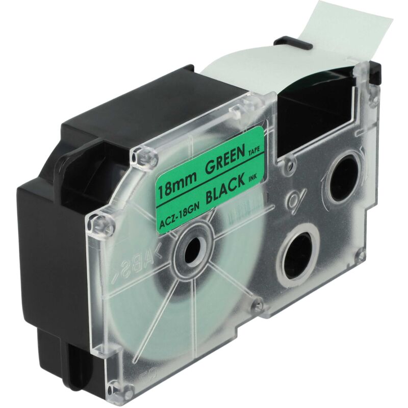 Vhbw - Schriftband-Kassette kompatibel mit Casio KL-2000, KL-60, KL-70E, KL-300, KL-7000, KL-200E Etiketten-Drucker 18mm Schwarz auf Grün, pet+ resin
