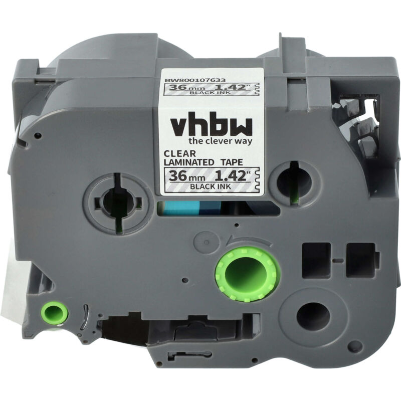Vhbw - 1x Schriftband-Kassette kompatibel mit Brother pt 9600, 9700PC, 9800PCN, 9500pc Etiketten-Drucker 36mm Schwarz auf Transparent
