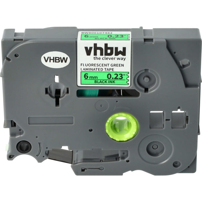 Vhbw - 1x Schriftband-Kassette kompatibel mit Brother pt 1280, 200, 1250, 1230PC, 1850, 1800, 1750, 1290 Etiketten-Drucker 6mm Schwarz auf Neon-Grün