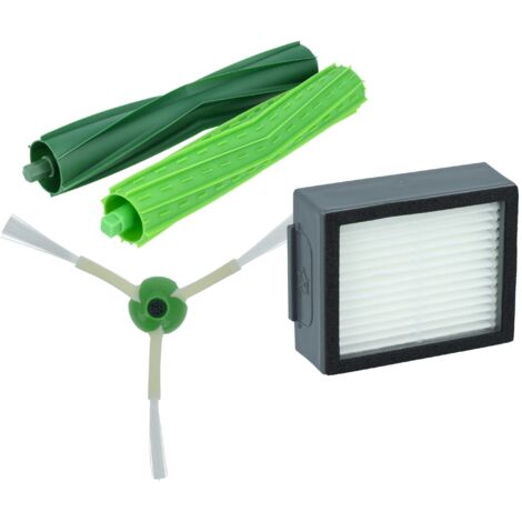 vhbw Kit compatible compatible avec iRobot Roomba E5, E6, E7, i7, i7+, i7 Plus Robot Aspirateur - Brosses rondes, Filtre HEPA, Brosses latérales