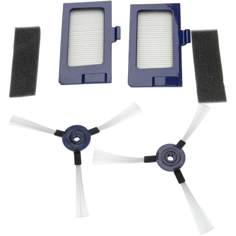 Vhbw - Kit de 6 accessoires compatible avec Rowenta Smart Force Extreme RR7126 aspirateur robot - filtre en mousse, filtre hepa, brosse latérale