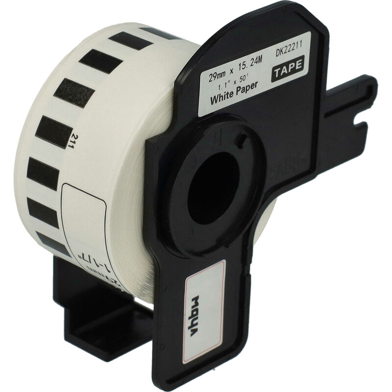 Vhbw - Label Roll with Holder 29mm x 15.24m (1 Label) compatible with Brother pt QL-500A, QL500BS Label Maker - Premium White