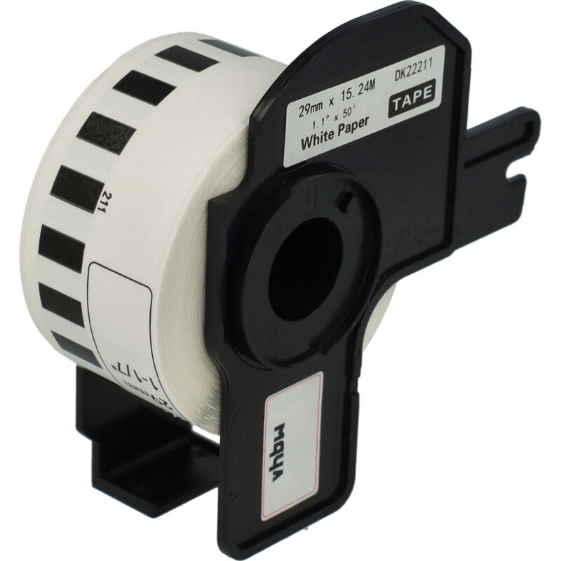 Vhbw - Label Roll with Holder 29mm x 15.24m (1 Label) compatible with Brother pt QL500BW, QL-550 Label Maker - Premium White