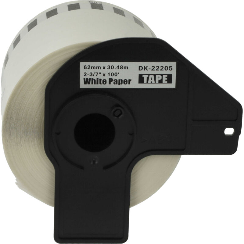 Vhbw - Label Roll with Holder 62mm x 30.48m (1 Label) compatible with Brother pt QL-580N, QL-580 Label Maker - Premium White