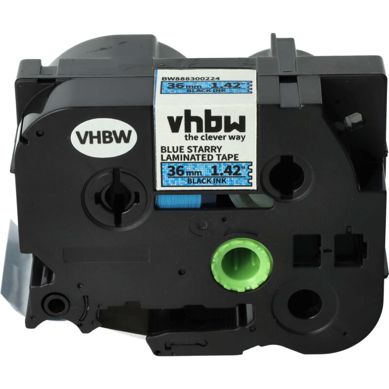 Vhbw - 1x Label Tape compatible with Brother pt 9700PC, 9800PCN, RL700S, E550W, 9500pc Label Printer 36 mm, Black on Blue (Glitter)