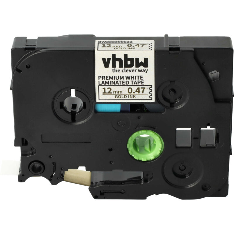 Vhbw - Label Tape compatible with Brother pt PT-1250LB, PT-1250S, PT-1250VP Label Printer 5m x 12 mm, Gold on Premium White, Laminated