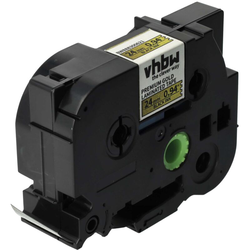 Vhbw - 1x Label Tape compatible with Brother pt P900W, P950NW, P750W, PT-2400 Label Printer 5m x 24 mm, Black on Premium Gold, Laminated