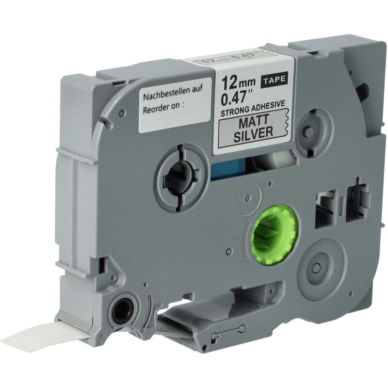Vhbw - Label Tape Compatible With Brother Pt 1200s, 1200p, 1200 Label Printer 8m X 12 Mm, Black On Matt-silver, Extra Strong, Laminated