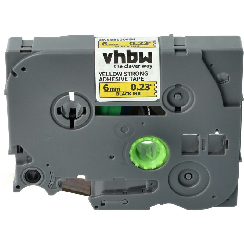 Vhbw - Label Tape Compatible With Brother Pt 1200s, 1200p, 1200, 11q Label Printer 8m X 6 Mm, Black On Yellow, Extra Strong, Laminated
