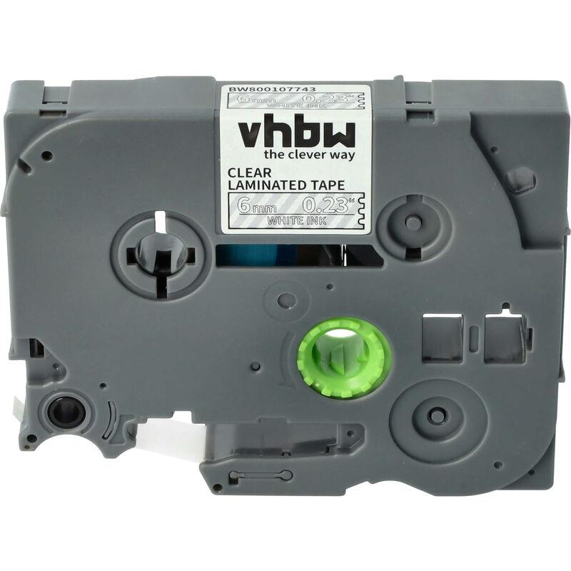 Vhbw - Label Tape Compatible With Brother Pt P700, H100lb, H100r, E100, E100vp Label Printer 8m X 6 Mm, White On Transparent