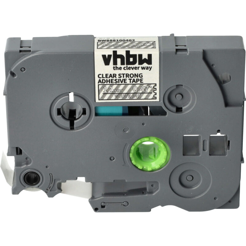 Vhbw - Label Tape Compatible With Brother Pt P750w, P900, P900nw Label Printer 8m X 12 Mm, White On Transparent, Extra Strong, Laminated