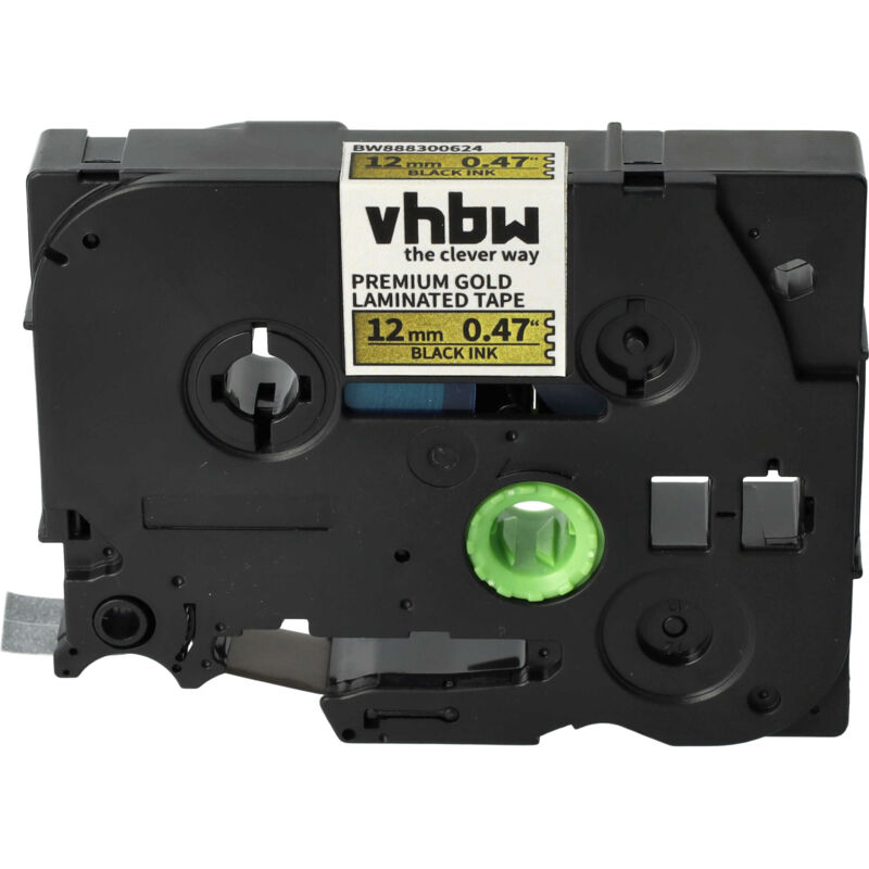 Vhbw - Label Tape compatible with Brother pt PT-H75, PT-H75S, PT-P700 Label Printer 5m x 12 mm, Black on Premium Gold, Laminated