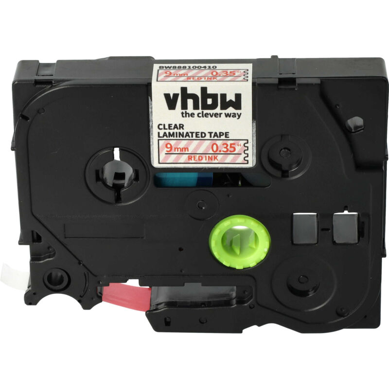 Vhbw - Label Tape Compatible With Brother Pt Rl700s, P900w, P950nw, P950w, Rl-700s Label Printer 8m X 9 Mm, Red On Transparent, Laminated