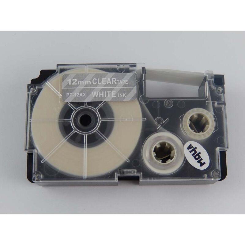 Label Tape compatible with Casio KL-2000, KL-300, KL-70E, KL-200E, KL-60, KL-7000 Label Printer 12 mm, White on Transparent - Vhbw