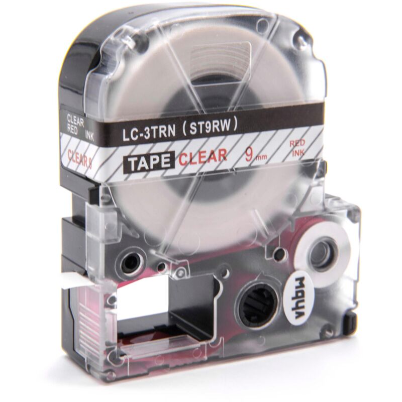 Vhbw - Label Tape compatible with Epson OK300, OK200, LW-400, LW-300, LW-900P, LW-500, LM-700 Label Printer 9 mm, Red on Transparent