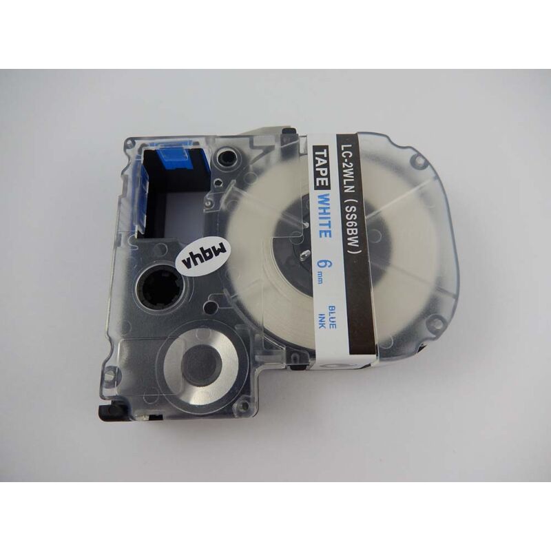 vhbw Label Tape compatible with Epson OK300, OK200, OK500P, LW-400, LW-300, LW-900P, LW-500, LM-700 Label Printer 6 mm, Blue on White