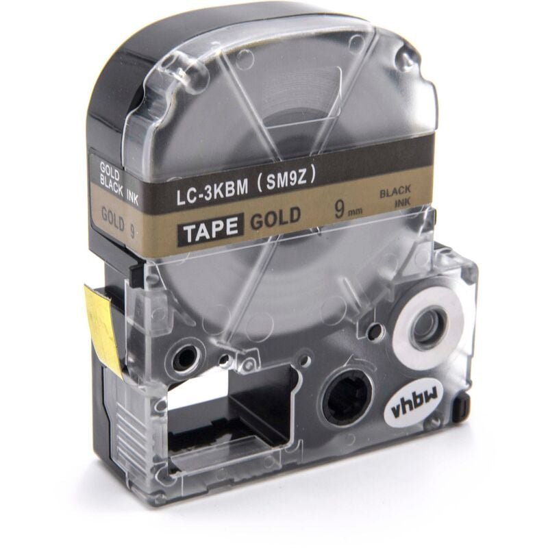 Vhbw - Label Tape compatible with Epson OK300, OK200, OK500P, LW-400, LW-300, LW-900P, LW-500, LM-700 Label Printer 9 mm, Black on Gold