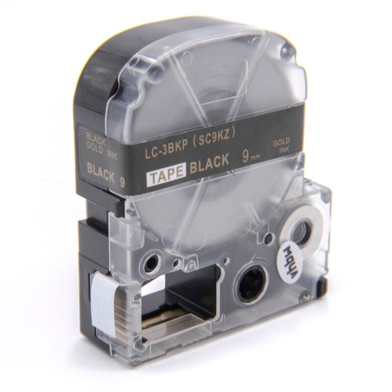 Vhbw - Label Tape compatible with Epson OK300, OK200, OK500P, LW-400, LW-300, LW-900P, LW-500, LM-700 Label Printer 9 mm, Gold on Black