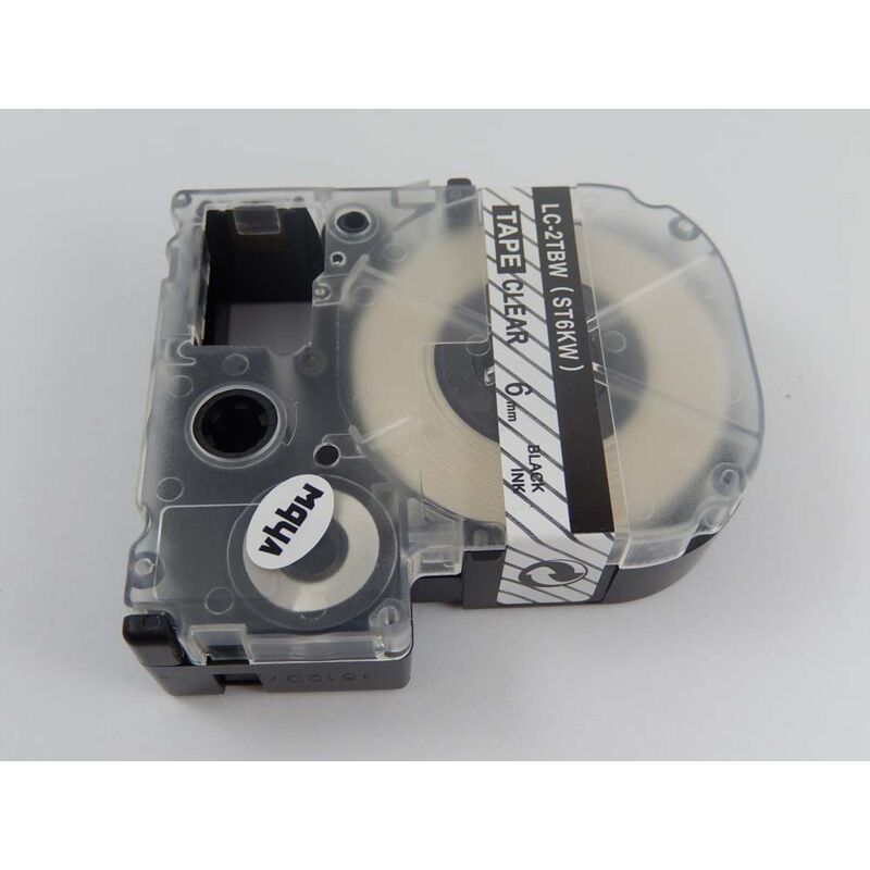 Vhbw - Label Tape compatible with KingJim SR-PBW1, SR-RK1, SR950 Label Printer 6 mm, Black on Transparent