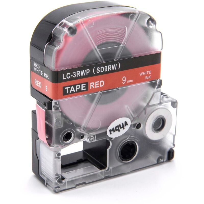 Vhbw - Label Tape compatible with KingJim SR530, SR550, SR-PBW1, SR530C, SR6700D, SR40, SR750, SR950 Label Printer 9 mm, White on Red