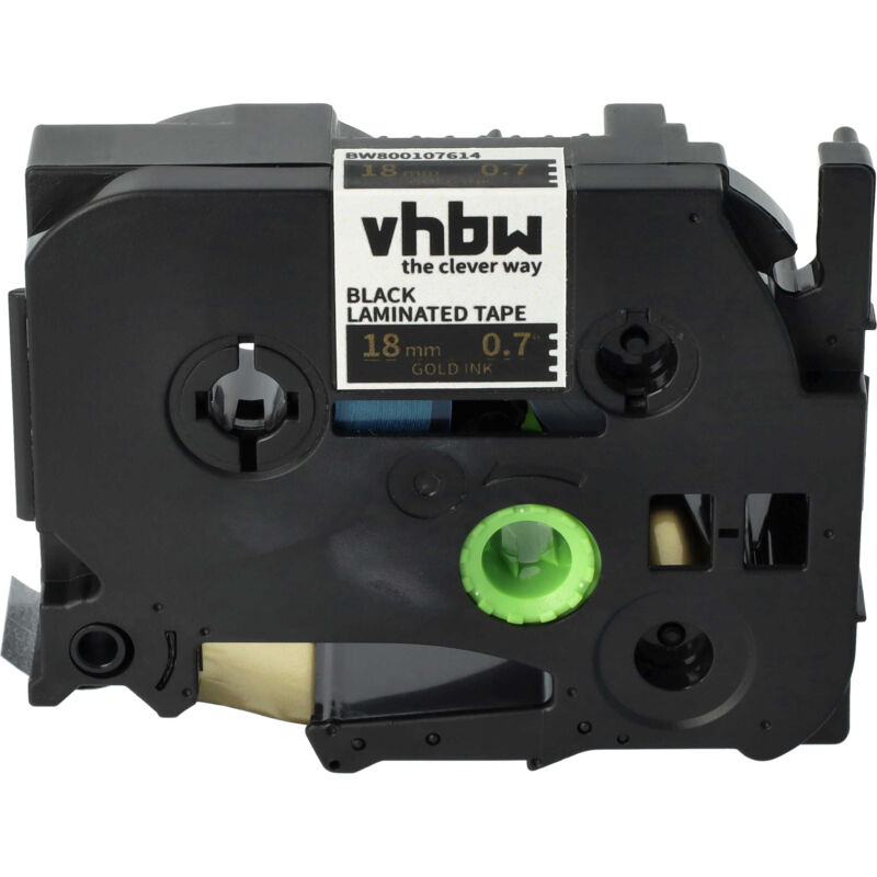 Vhbw - Label Tape compatible with Brother pt rl 700 s Label Printer 8m x 18 mm, Gold on Black