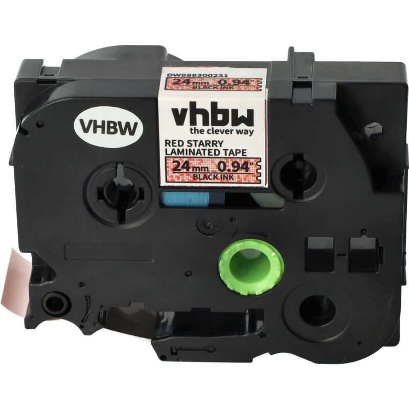 Vhbw - 1x Label Tape compatible with Brother pt RL700S, E550W Label Printer 8m x 24 mm, Black on Red (Glitter), Laminated