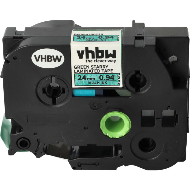 vhbw Label Tape compatible with Brother PT RL700S Label Printer 8m x 24 mm, Black on Green, Laminated