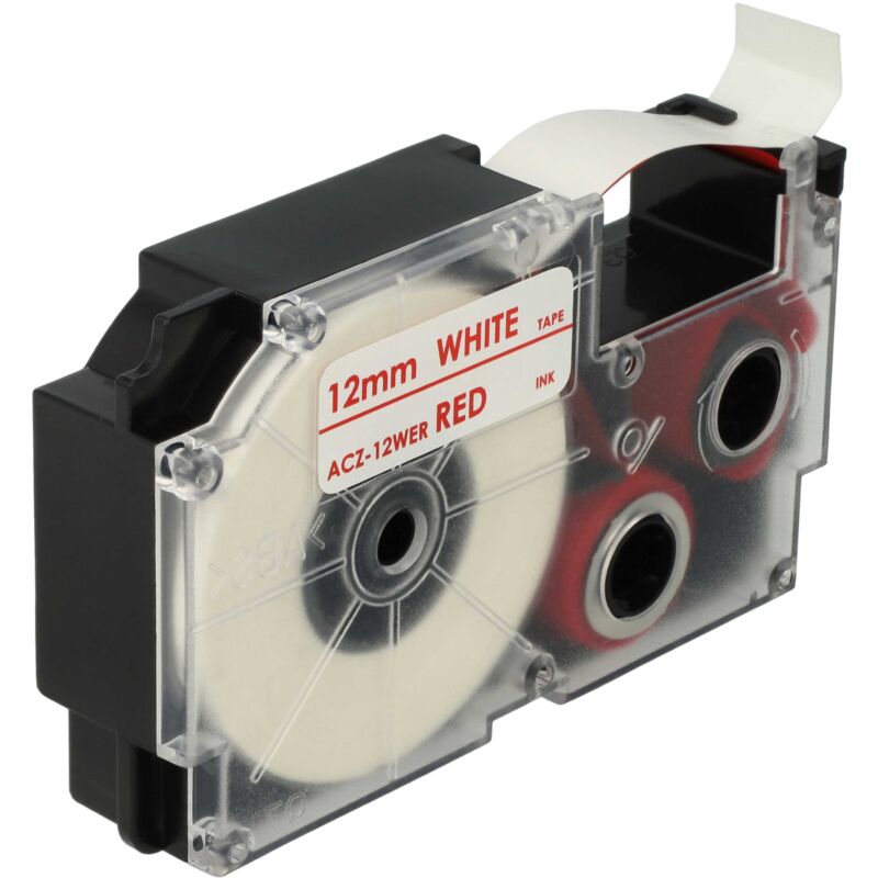 Label Tape Replacement For Casio Xr-12Wer, Xr-12Wer1 For Label Printer 12Mm Red On White - Vhbw