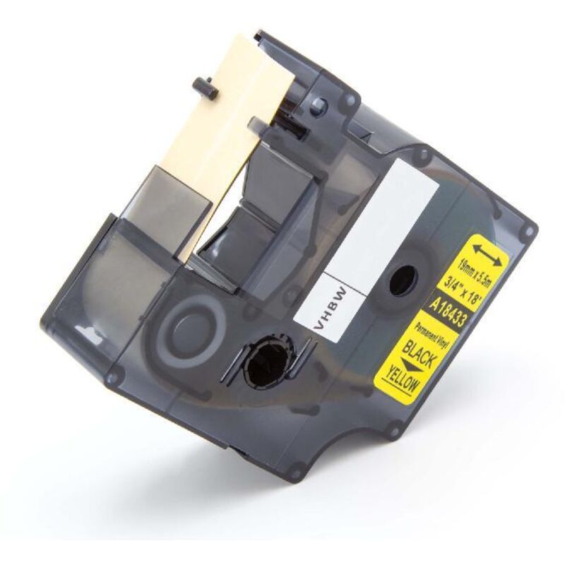 Vhbw - Label Tape Replacement for Dymo 18433 for Label Printer 5.5m x 19 mm, Black on Yellow, Vinyl