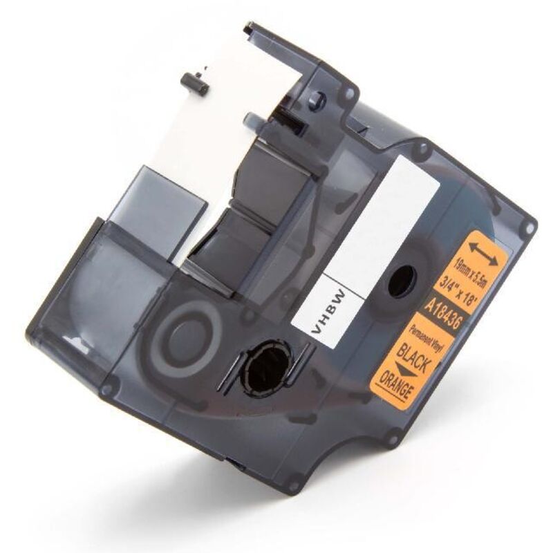 Vhbw - Label Tape Replacement for Dymo 18436 for Label Printer 5.5m x 19 mm, Black on Orange, Vinyl